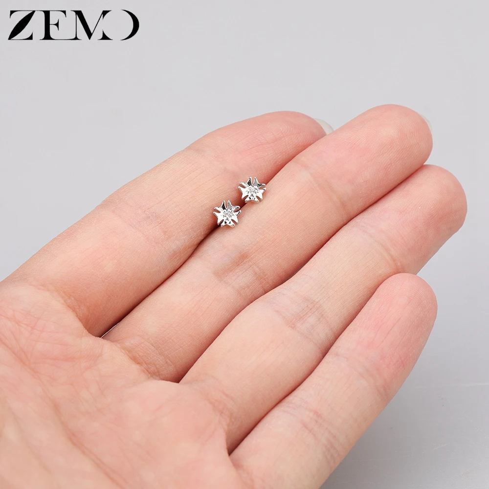 

ZEMO 9 Styles Stainless Steel Cross CZ Stud Earrings for Women Flower Cartilage Helix Studs for Girls Conch Ear Piercing Jewelry