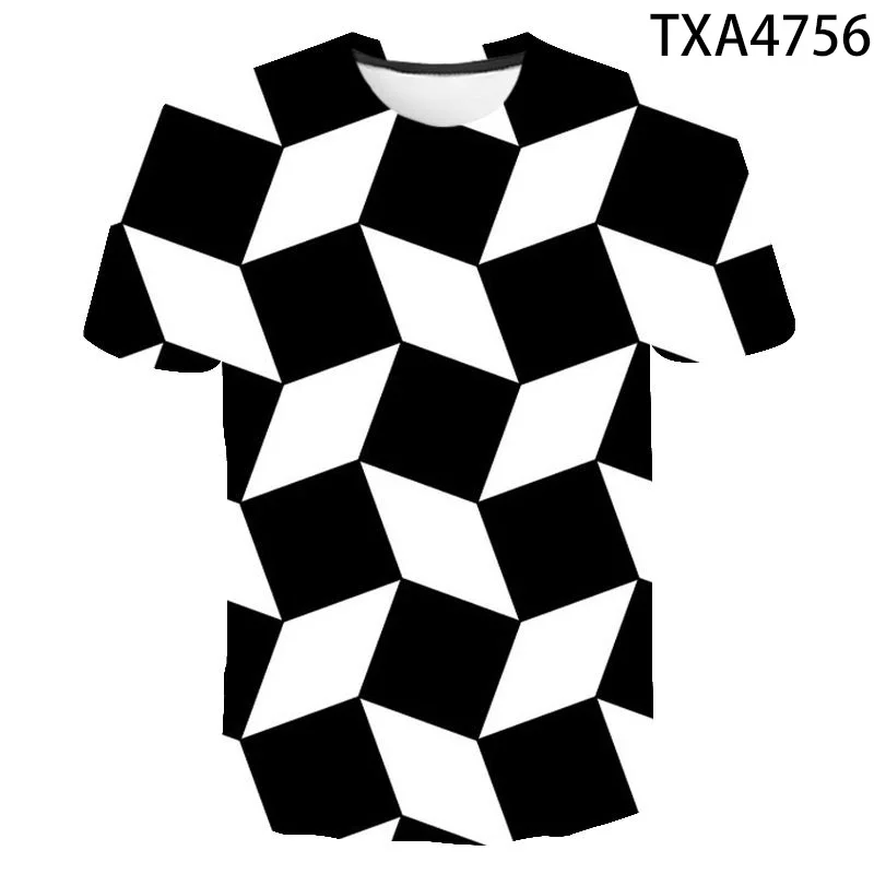 

Summer New Striped Plaid Vertigo Streetwear Fashion T-shirt Boy Girl Kids 3D Printed Casual Short Sleeve Men Women Children Tops