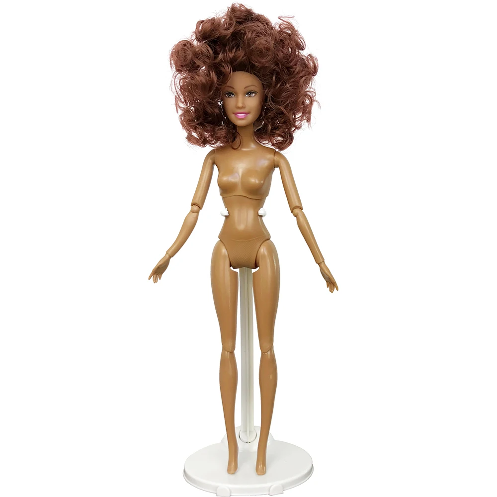 1 шт. коричневая Обнаженная кукла с красочными волосами кудрявая голова для 1/6