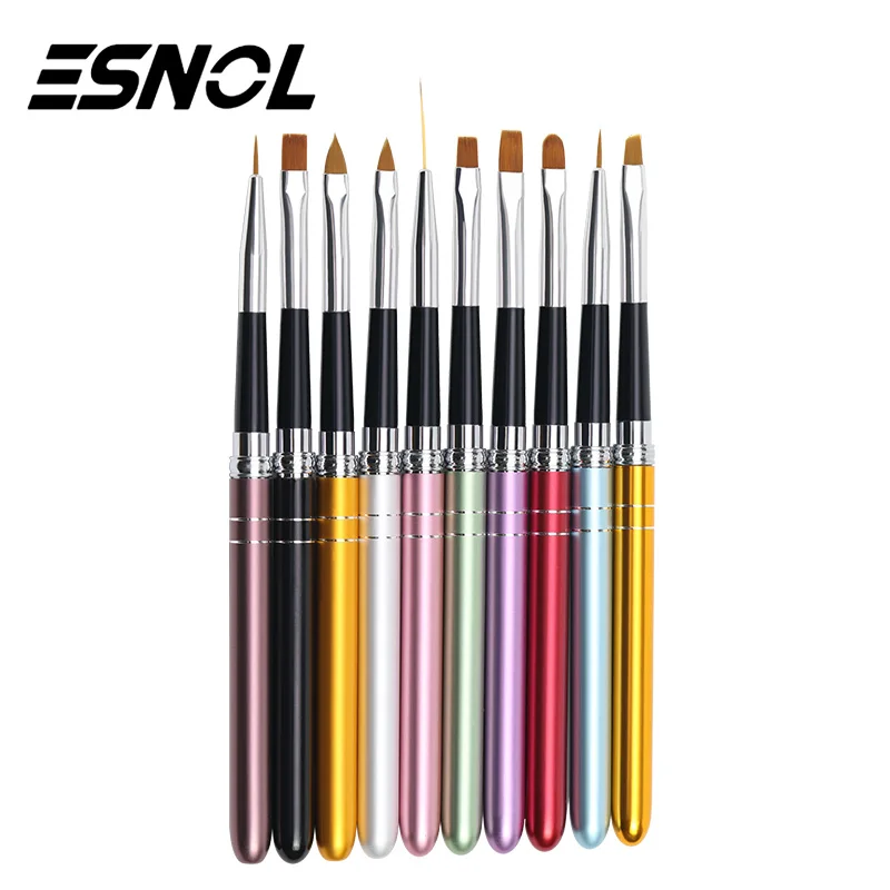 

10pcs Nail Brush Set Metal Pen Holder Various Functions of Nail Brushes Make Nail Design More Artistic Art Nail Pen