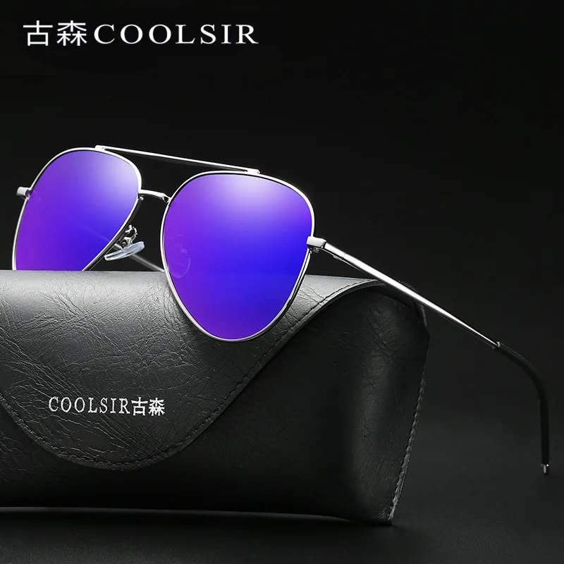 

COOLSIR New Men's Sunglasses Retro Style Classic Frog Mirror Metal Foot Polarized Driving Mirror Sunglasses Male 6016