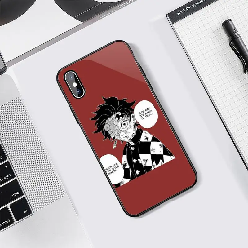 

Demon Slayer Kimetsu No Yaiba anime cover funda coque Phone Case Tempered glass For iphone 5C 6 6S 7 8 plus X XS XR 11 PRO MAX