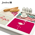 Мультфильм, животное, Фламинго Птица дизайн подставки под чашки искусственная льняная салфетка обеденный настольные коврики для кухни коврики аксессуары для украшения дома