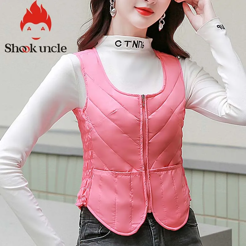 Женский жилет на 80% утином пуху зимний молнии без рукавов теплая однотонная