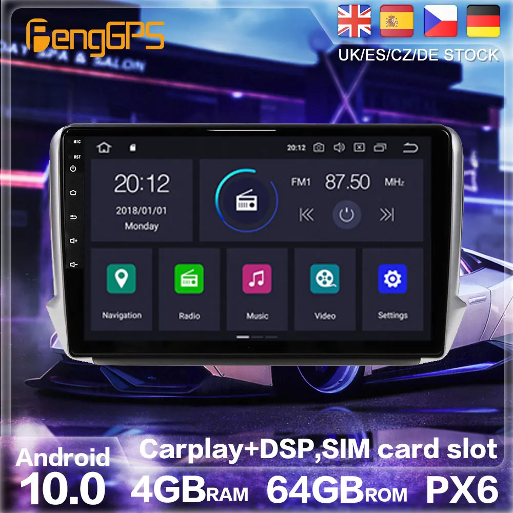 Android 10 0 PX6 для Peugeot 208 2008 2010 2019 dvd плеер мультимедиа Авто Стерео GPS навигация 2DIN радио