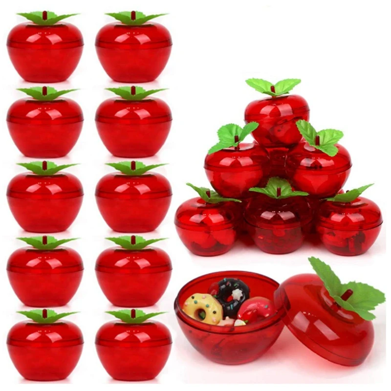 

20 Pack Apple Container Christmas Wedding Party Plastic Apples Christmas Tree Xmas Decor Fruit Ornament Favors For Kids