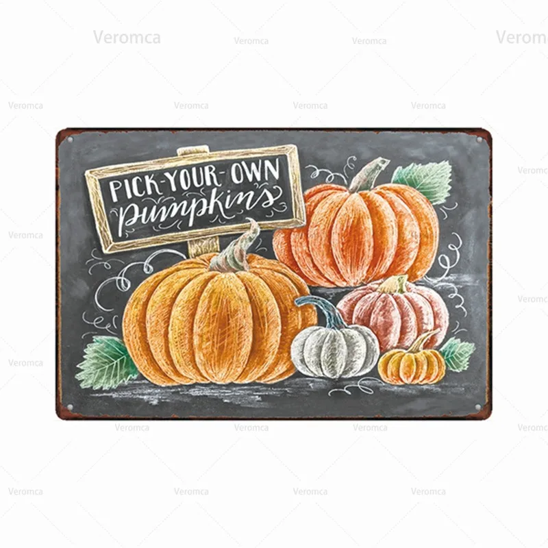 

Farmers Market Pumpkin Menu Vintage Metal Poster Plaque Tin Sign Wall Art Iron Painting Pub Bar Home Farm Decoration Plate