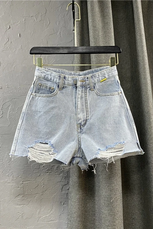 

Leggings Sport Women Fitness Light Blue High Waist Wide Leg Pants 2021 Fashion Ripped Tassel A Line Denim Shorts Jeans for Girls