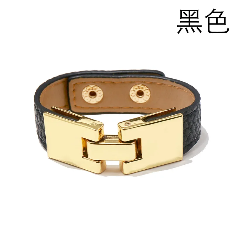 

2021 Newpunk Jewelry Simple Single-circle Aperture Alloy PU Bracelet Bracelet Bangles for Women Bridesmaid Jewelry Designer