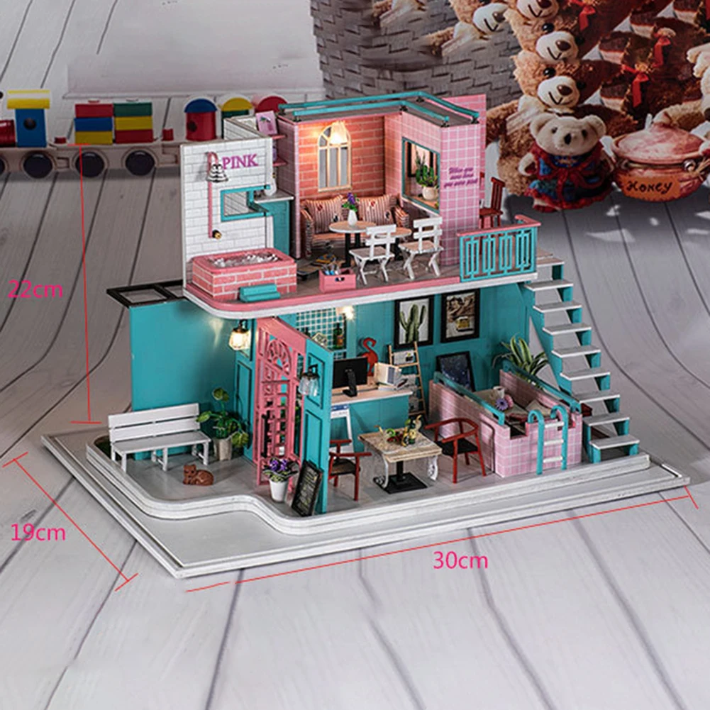 

DIY Wood Miniature Dollhouse Kit Manual Handmade Assembled 3D Model Villa Doll House Furniture for Boys Girls Gifts Room Decor