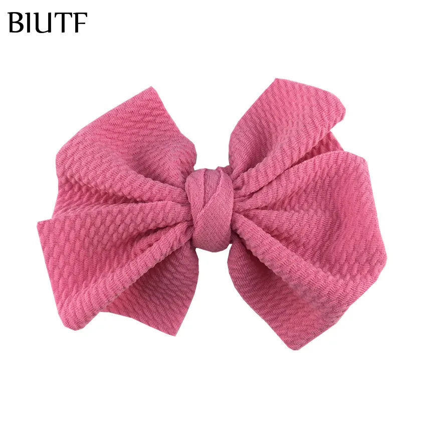 17-m pink 5 шт./лот 4,5 ''в крепированную полоску вафельный бант для волос с/без зажима для детей повязка на голову ткань Barerres заколки для волос" сделай сам "для девочек Головные уборы HDJ157 - Цвет: 17-m pink