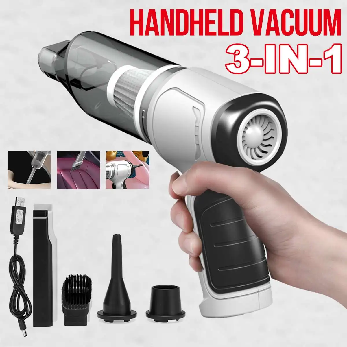 

Беспроводной автомобильный мини-пылесос, 9000 па, портативный пылесос, автомобильный бытовой пылесос двойного назначения, мощный ручной цикл...