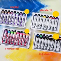 8pcs metal fluorescent color acrylic paint set hand painted wall painting textile paint diy art material oil painting pigment
