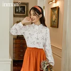 INMAN весенне-осенняя кружевная двухцветная рубашка с длинными рукавами и воротником-стойкой в деревенском стиле