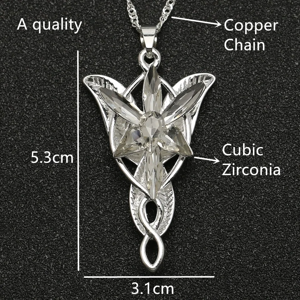 Arwen Evenstar ожерелье принцесса эльфов Мода Кристалл серебро кубический цирконий камень кулон Искрящиеся ювелирные изделия для женщин - Окраска металла: A