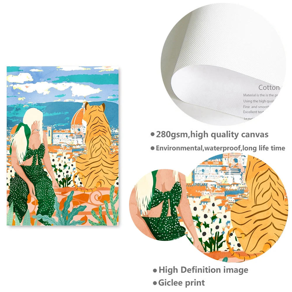 Настенная картина в стиле бохо с изображением тропических растений | Дом и сад