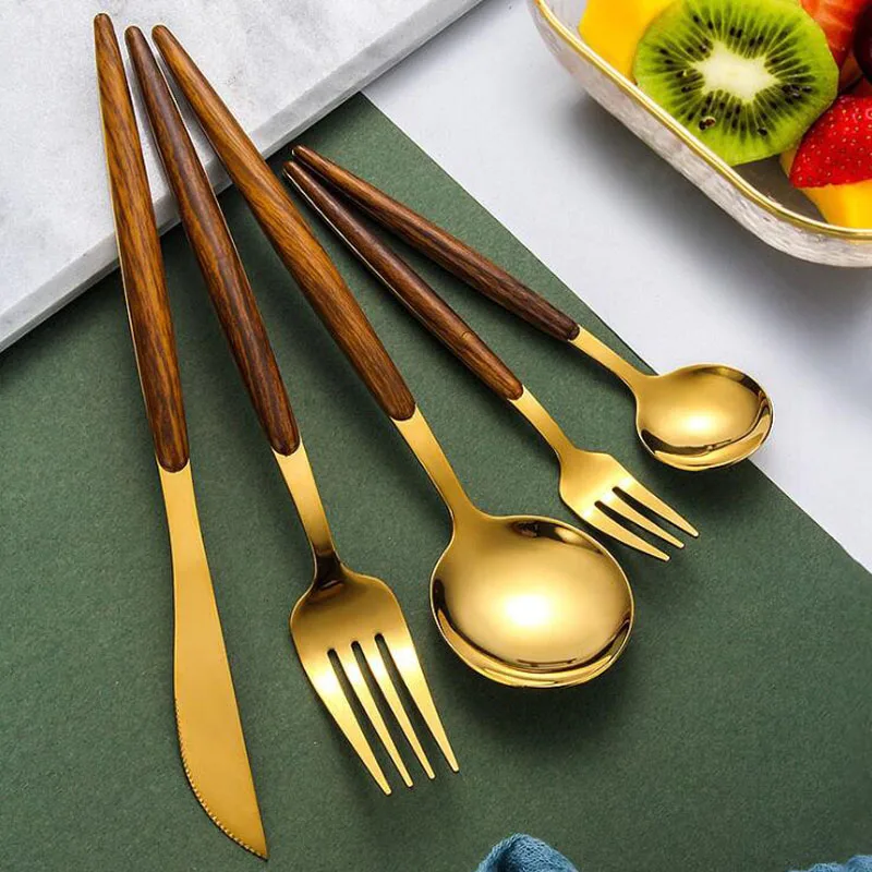

5 Pcs/Set Dinnerware Cutlery Set Cutlery Tableware Stainless Steel Knife Spoon Fork Tableware Silverware Flatware Set Dropshipp