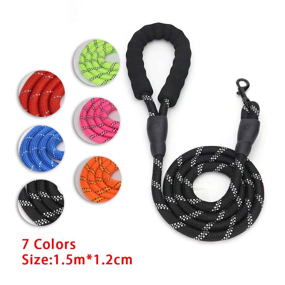 

Nylon Reflective Dog Leash Rope multiple color 1.5m Walking Running Sturdy Strong Carabiner for Harness Pet Supplies 2020