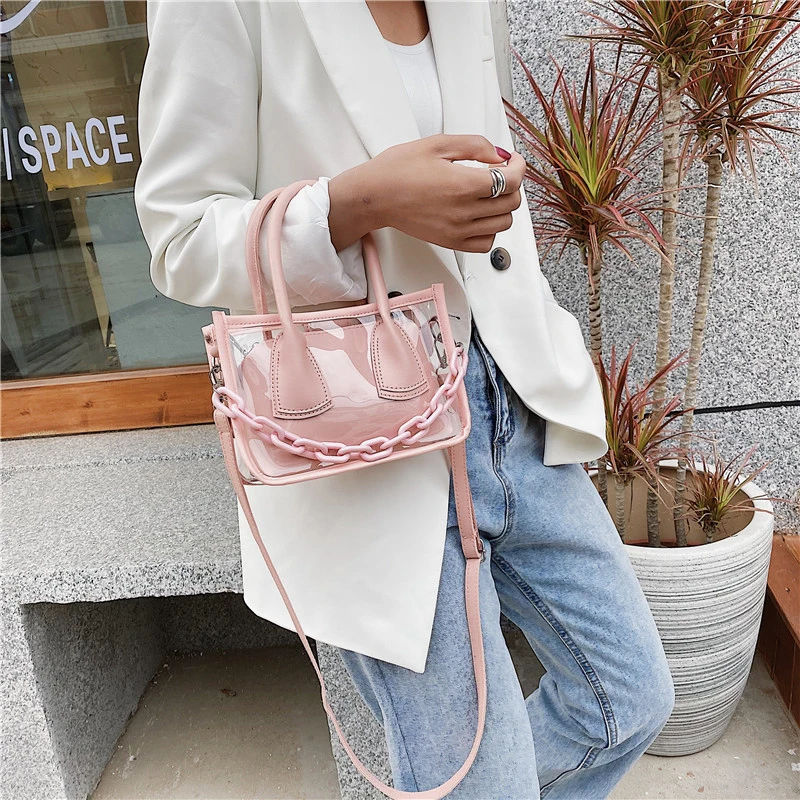 

Fashion Summer Travel bag Totes Handbag Purse Clear Women's Bag Shoulder Transparent Crossbody Bag Jelly Messenger Composite Bag