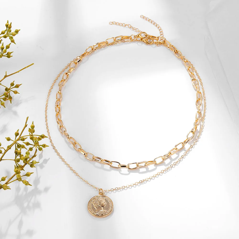 Модное ожерелье с подвеской до ключицы для женщин толстая цепь в стиле ретро