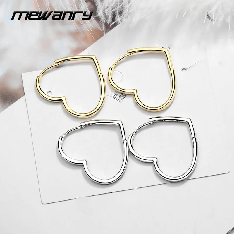 

Mewanry 925 Steamp Hoop Earrings for Women Trend Elegant Simple Love Heart Jewelry Party Birthday Gifts Prevent Allergy