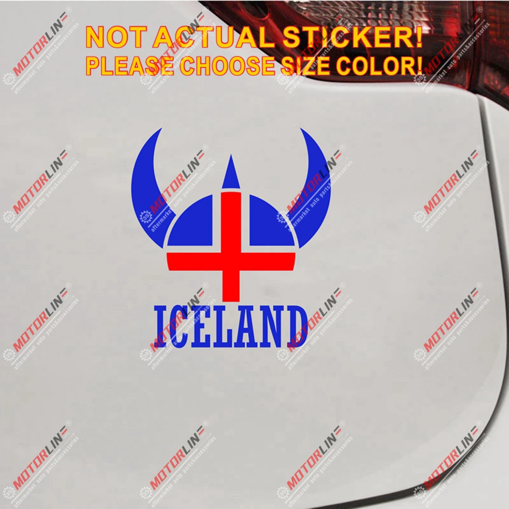 Шлем викинга воина флаг Исландии наклейка Виниловая для автомобиля размер