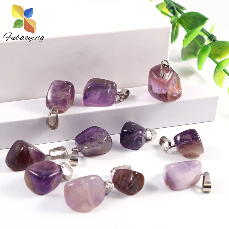 

2021 Trend Fashion Aaccessories Purple Amethys 50PCS Irregular Charms Natural Stone Gem Gift Pendants For Jewelry Making