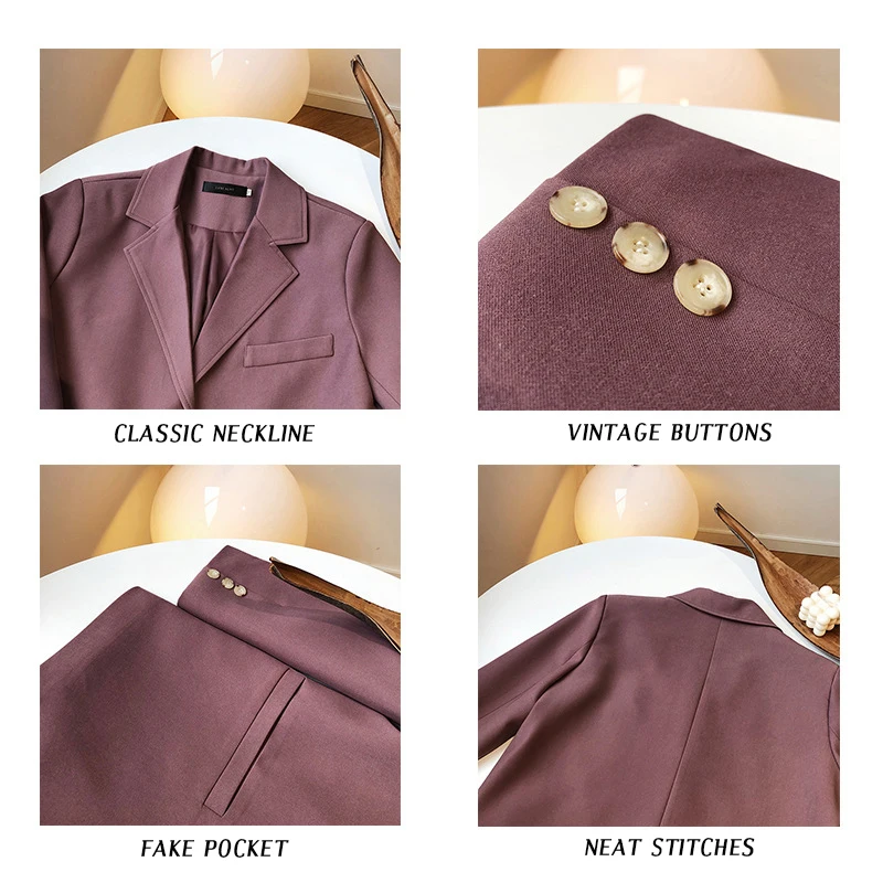

Women's Blazer Korean Style Black Purple Suit Jacket Wide-waisted Blazers for Women Office Lady Coats Casual Femme Ropa Mujer