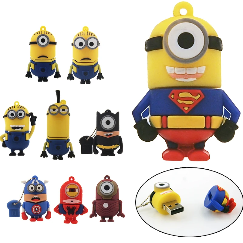 Креативный Миньон карта памяти милый USB флеш накопитель 2 0 дюйма 64 ГБ 32 128 Мб