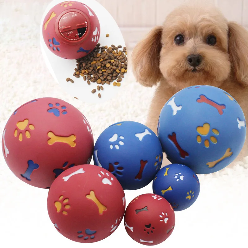 

Dog Toy Rubber Ball Chew Dispenser Leakage Food Play Ball Interactive Pet Dental Teething Training Toy Blue Red Diameter S/M/L