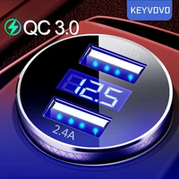 qc3 0 quick dual usb car phone charger led display mini fast 5v 3 1a digital display universal for iphone samsung xiaomi huawei