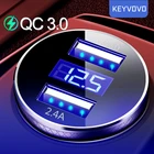 Автомобильное зарядное устройство QC3.0 с двумя USB-разъемами, светодиодный дисплей, миниатюрное быстрое зарядное устройство, 5 В, 3,1 А, цифровой дисплей, универсальное для iPhone, Samsung, Xiaomi, Huawei