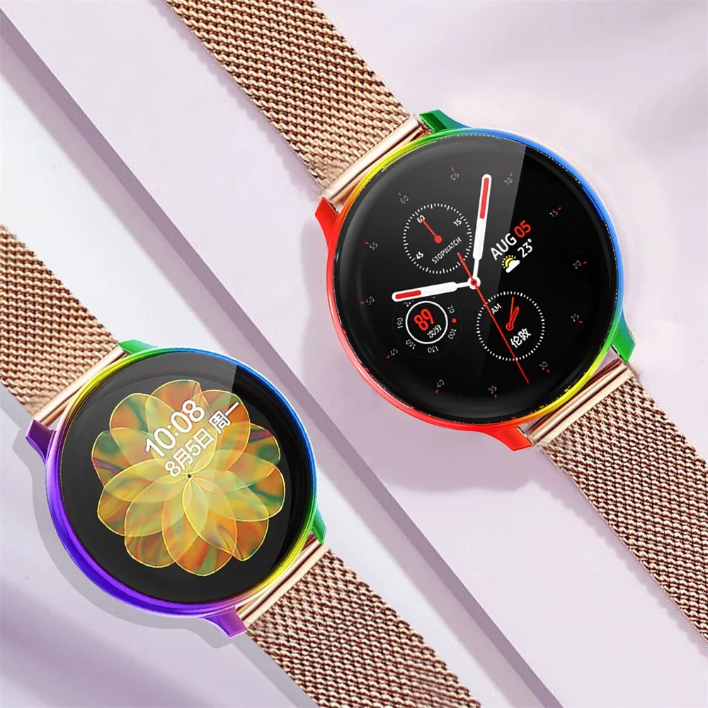 

Coloful Plating TPU Case Protective Cover Bumper Watch Case Full Screen Protector For Samsung Galaxy Watch Active 2 40 44mm