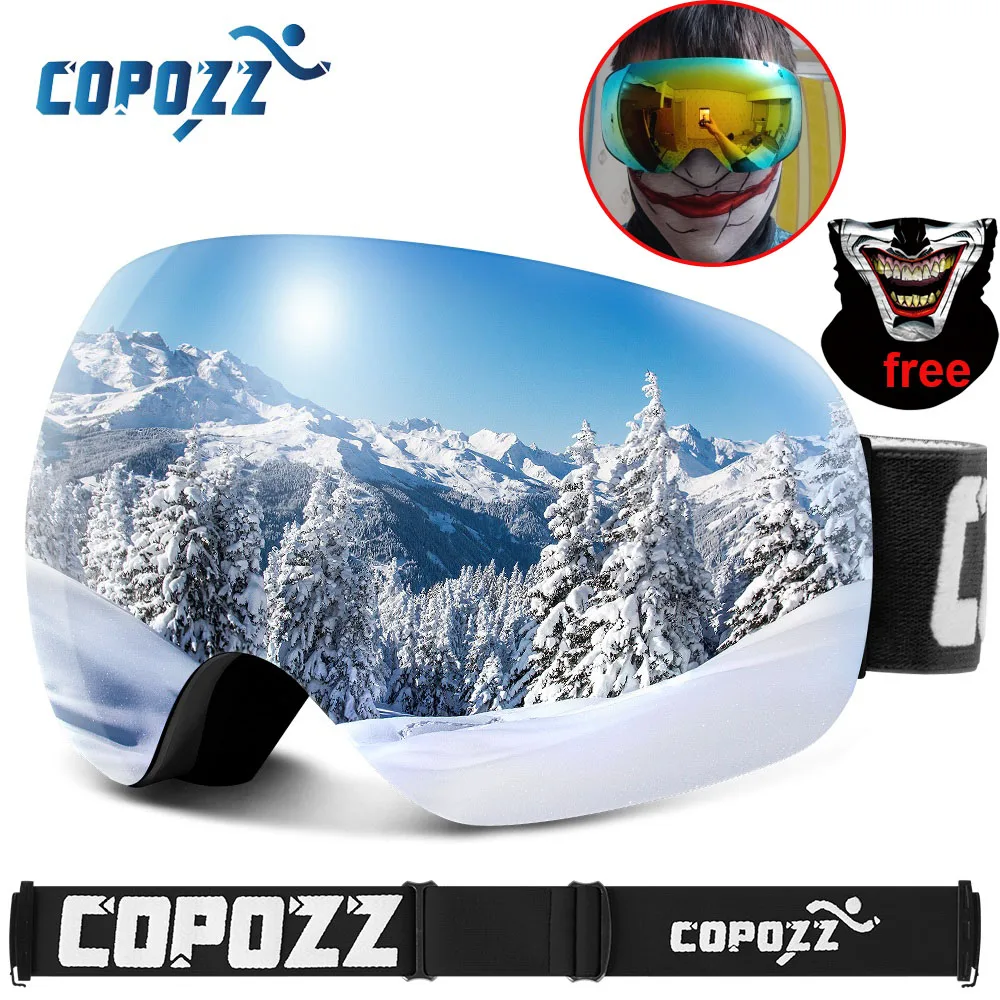 Сферические незапотевающие лыжные очки COPOZZ для катания на лыжах с большим лицом