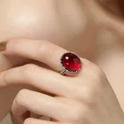Женское кольцо с красным кристаллом, классическое обручальное кольцо в европейском стиле с гранатом, подарочное ювелирное изделие для вечеринок