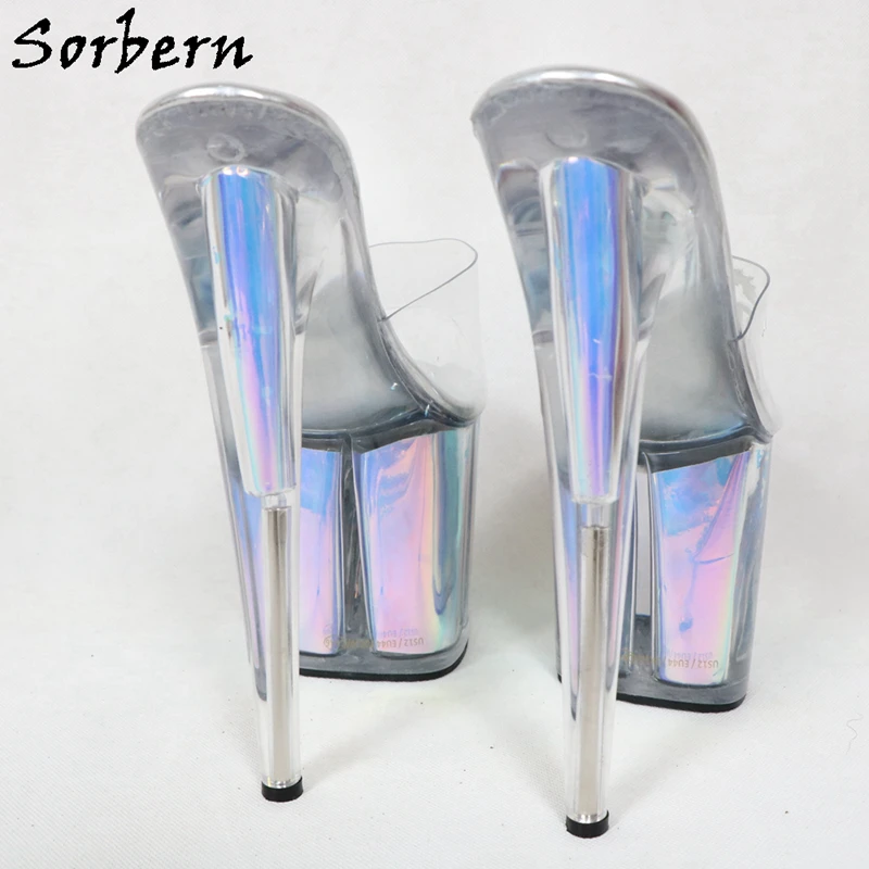 Sorbern/Новые голографические шлепанцы на каблуке 8 дюймов женские летние туфли