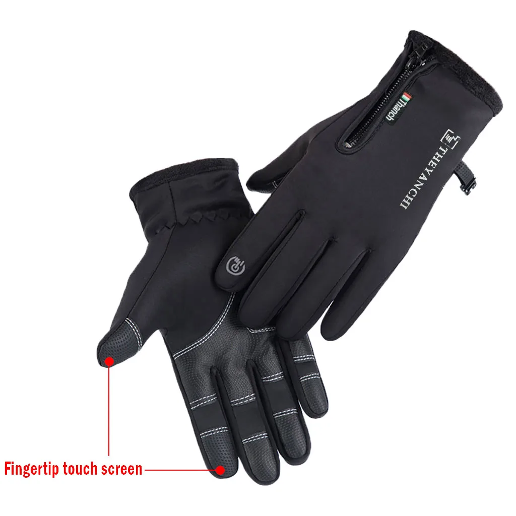 

Unisex Men Women Winter Outdoor Sports Gloves Waterproof Zipper Windproof Warm Mitten