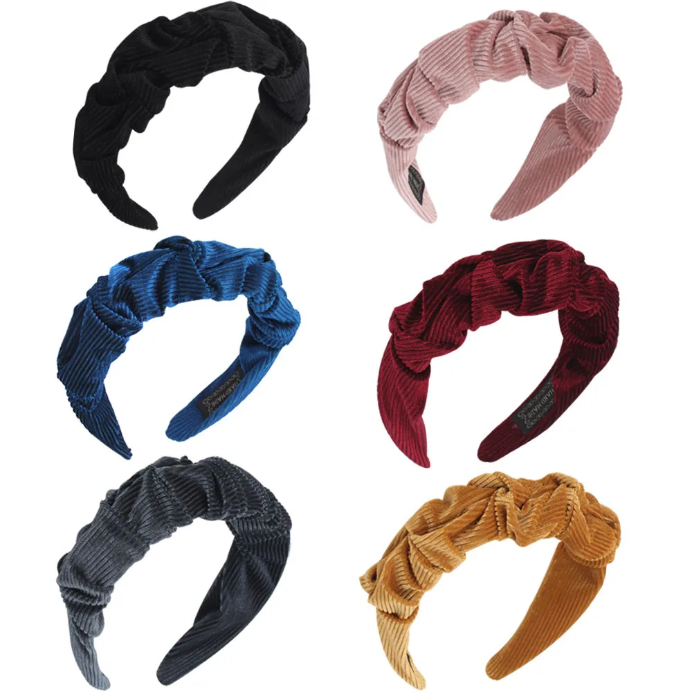 

Oaoleer 2021 New Fashion Solid Velvet Pleated Headbands for Women Headband Female Vintage Hair Accessories Girls Hairband