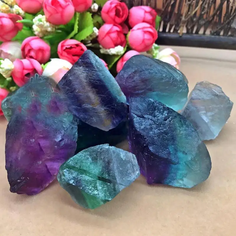 5Pcs colorful Natural Fluorite Crystal Striped 1.5-65CM Quartz Stone Point Healing Wand Treatment | Дом и сад