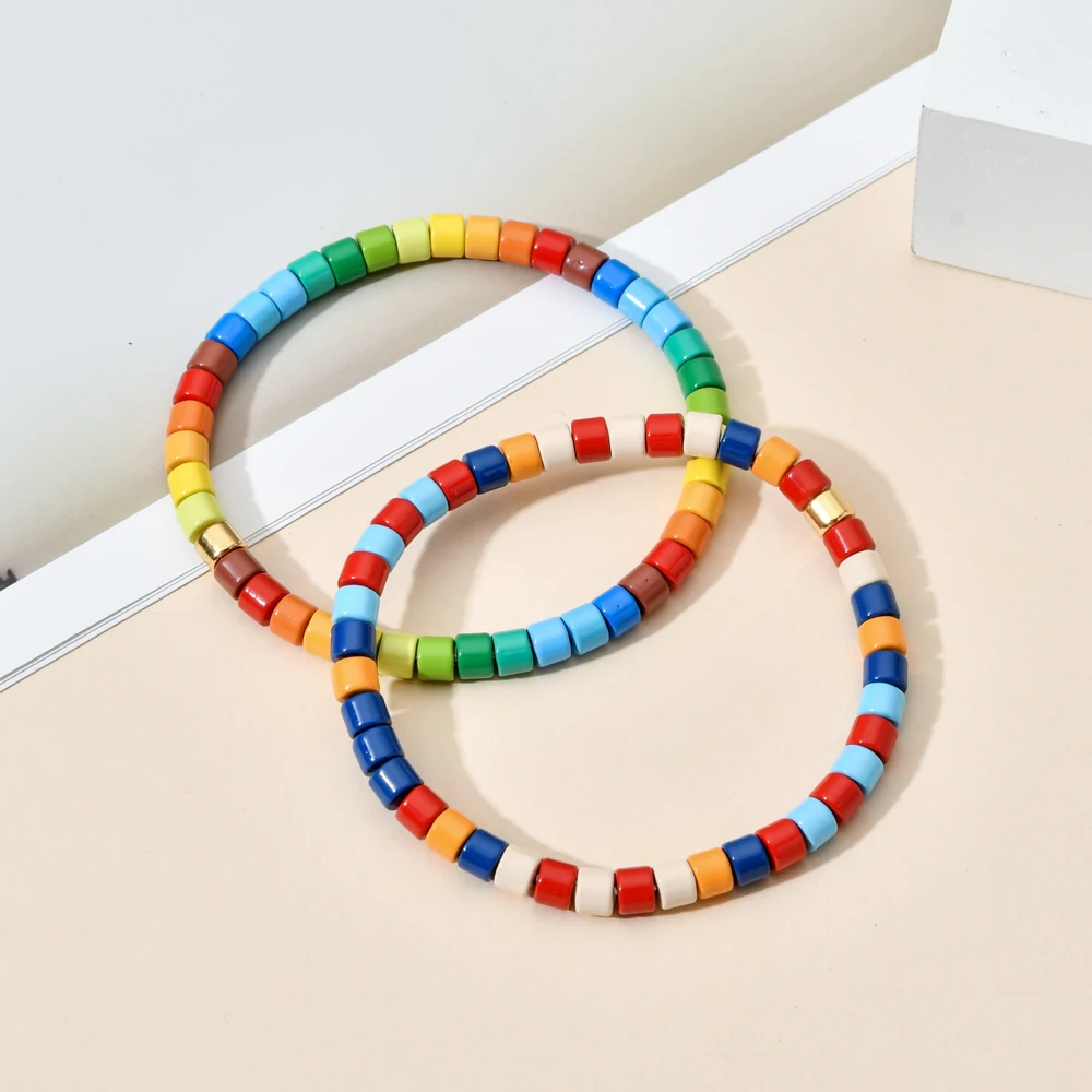 Эластичные эмалевые браслеты в стиле бохо для женщин Браслет сделай сам с