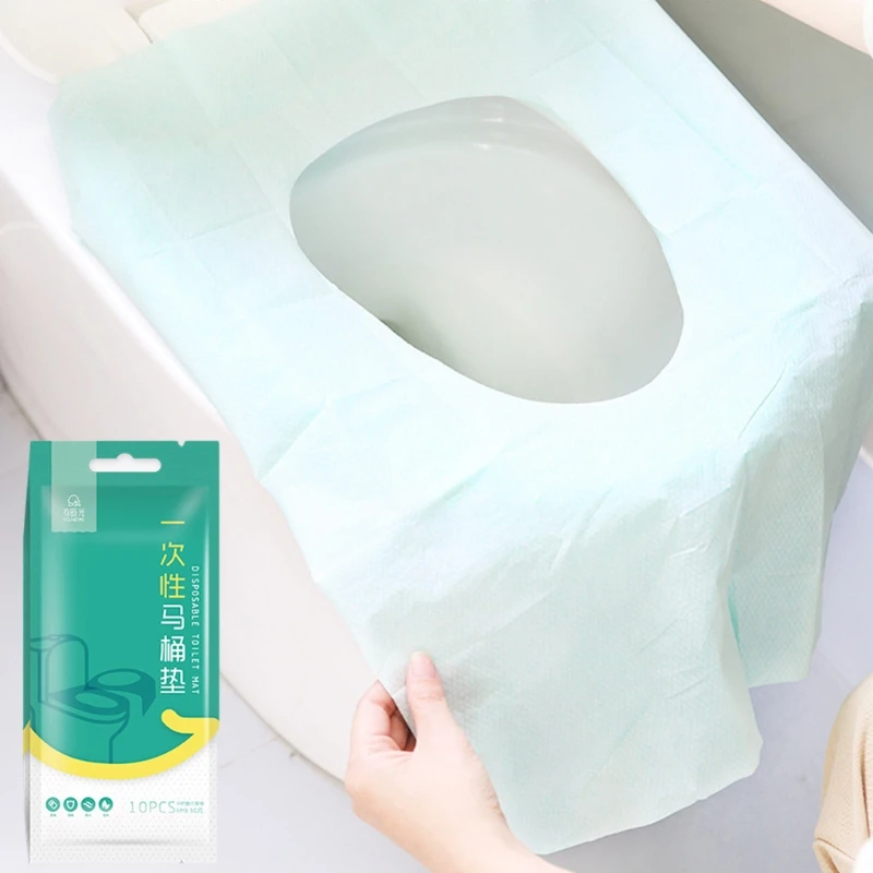 

10Pcs Large Disposable Toilet Seat Cover Individually Wrapped Travel Portable Potty PE Film Wateroroof Protector Mat C1FF