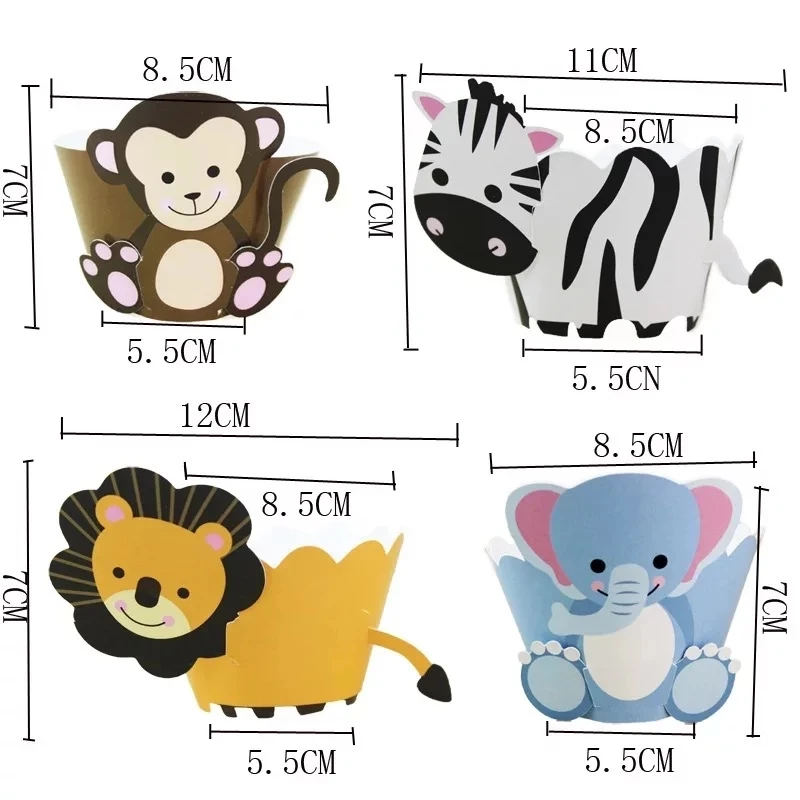 12 Set Jungle Animal Dinosaur Cupcake topper kids birthday party Cake Decoration baby shower Party Supplies cake cup paper box | Дом и сад