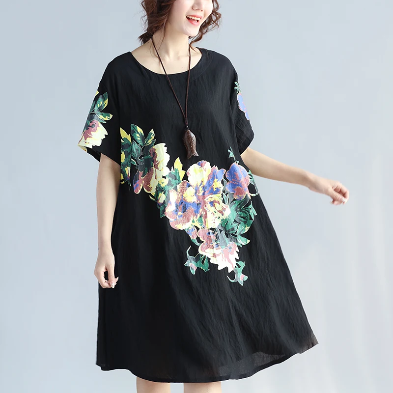 Платье женское с цветочным принтом модный элегантный топ свободного кроя