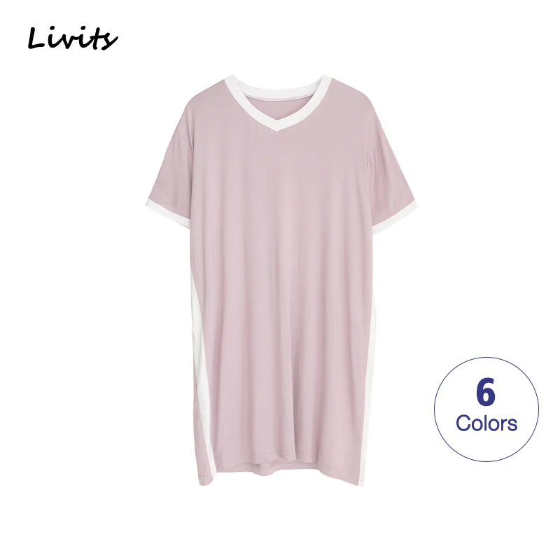 

Женская ночная рубашка, с V-образным вырезом и коротким рукавом