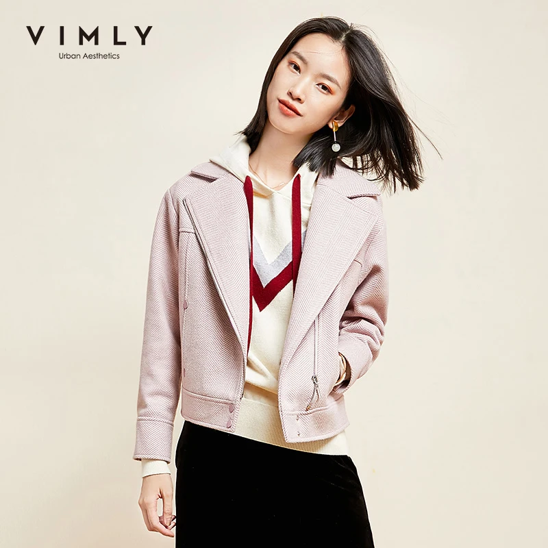 Зимняя женская шерстяная короткая куртка Vimly 2020 элегантная офисная Дамская