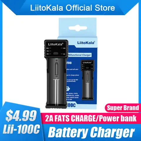 Зарядное устройство LiitoKala для аккумуляторов 21700 18650 18350 26650 RCR123 16340 14500 в 3,7 в Ni-MH Ni-Cd 2A USB