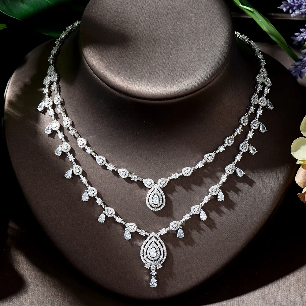 Hiневесты роскошные свадебные ювелирные наборы AAA CZ Классический дизайн для