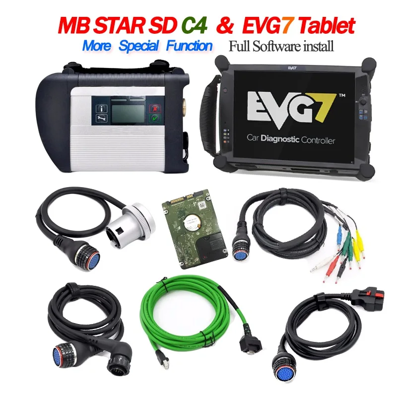 Полный чип MB Star C4 в новом планшете EVG7 DDR4GB DL46 установка C4 программное обеспечение V12. HDD 500GB MB автомобильный диагностический C4 SD сканер инструмент - Цвет: MBC4 HDD EVG7 500GB