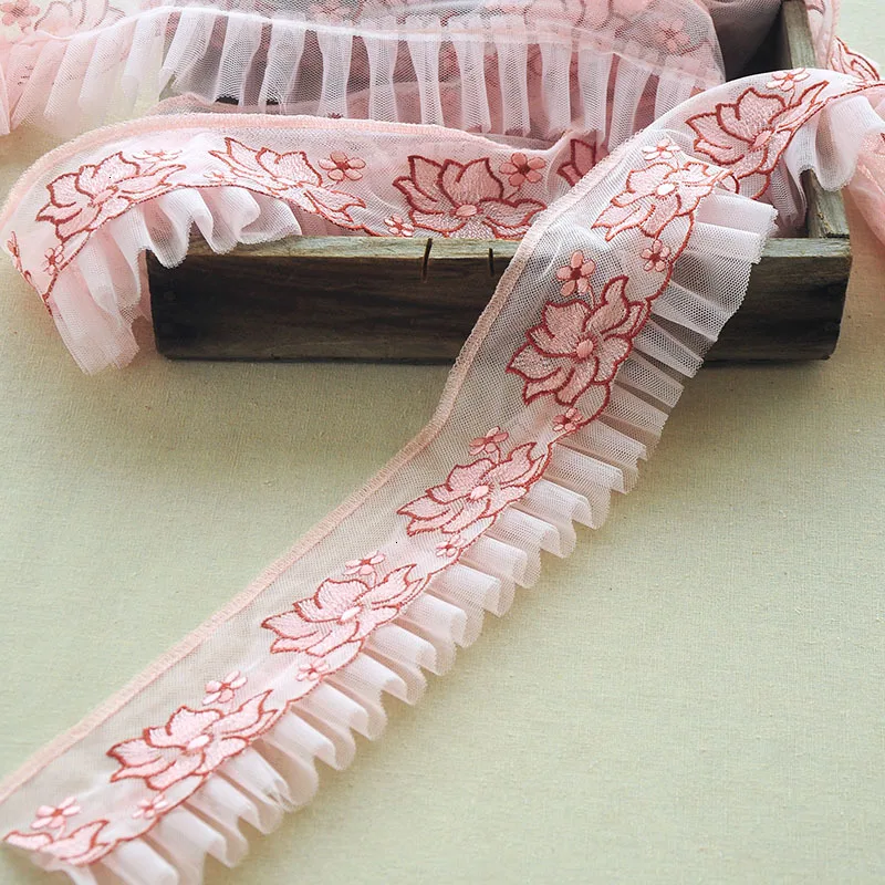 Новинка двухслойная розовая фиолетовая вышитая Цветочная лента шириной 8 см