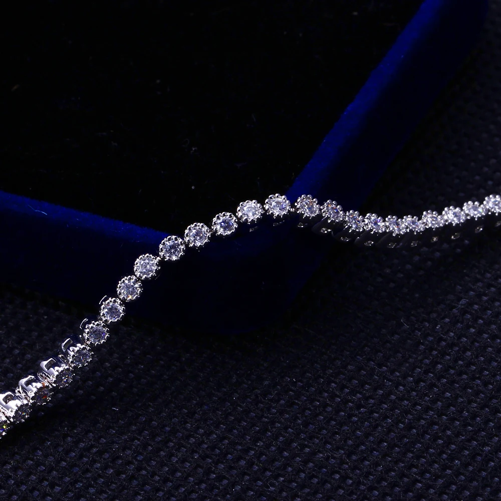 Made By Real Sterling Silver 17-19 CM Tennis Bracelets Jewelry Setting 2mm Stunning Zircon Luxury Solid 925 Jewellery